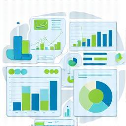Illustration showing charts and graphs for reporting and analytics